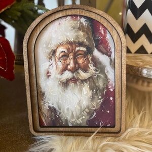 Festive Santa Claus Arch Top Wooden Frame